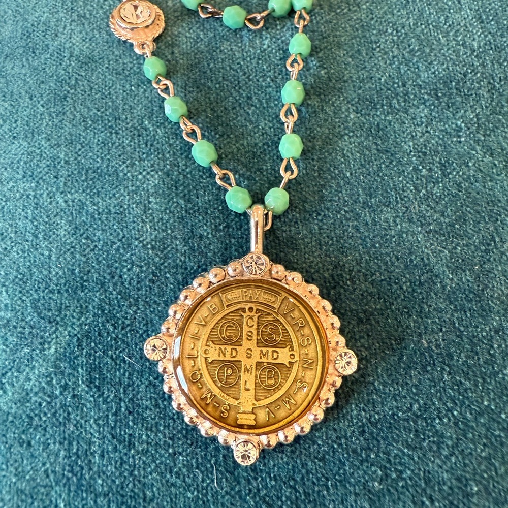Virgins Saints & Angels Gold and Turquoise Necklace